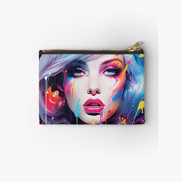 Item preview, woman in colorful paint splatting designed and sold by MagicColorPrint.