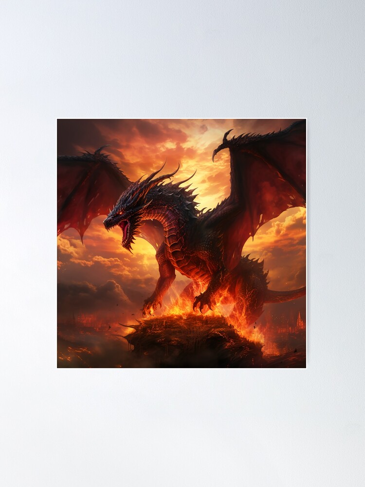 Fire Dragon Glaring – extraordinary wall mural– Photowall