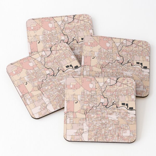 Item preview, Fort Wayne Map Pattern in Soft Pink Pastels designed and sold by PatternMaps.