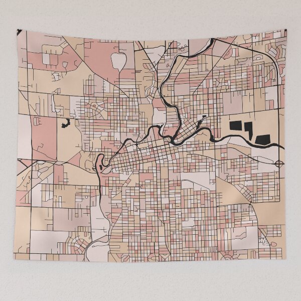 Item preview, Fort Wayne Map Pattern in Soft Pink Pastels designed and sold by PatternMaps.