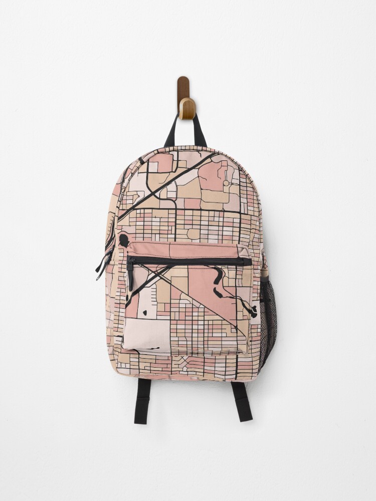 Thumbnail 1 of 3, Backpack, Lubbock Map Pattern in Soft Pink Pastels designed and sold by PatternMaps.