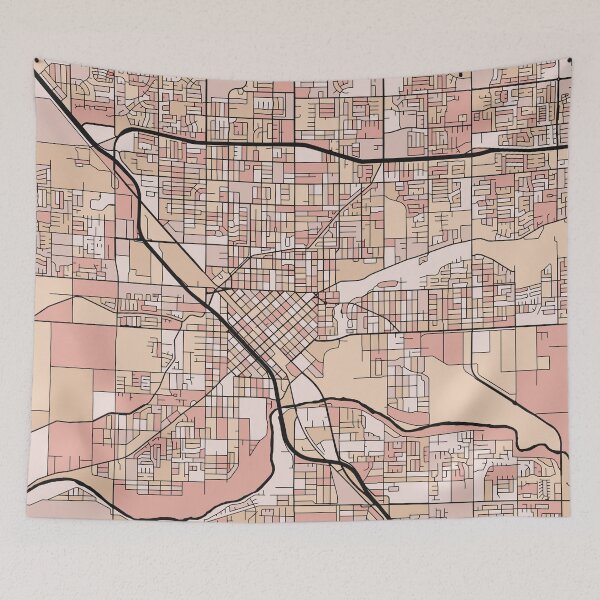 Item preview, Modesto Map Pattern in Soft Pink Pastels designed and sold by PatternMaps.