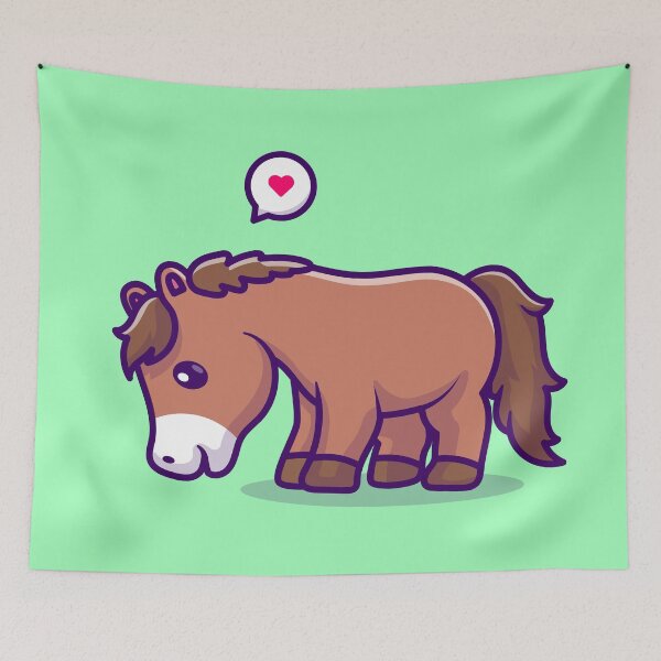 Item preview, Charming Horse Grazing Cartoon Vector Icon designed and sold by hjian8219.