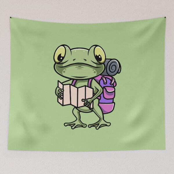 Item preview, Cute frog on an adventure cartoon illustration designed and sold by cubbone.
