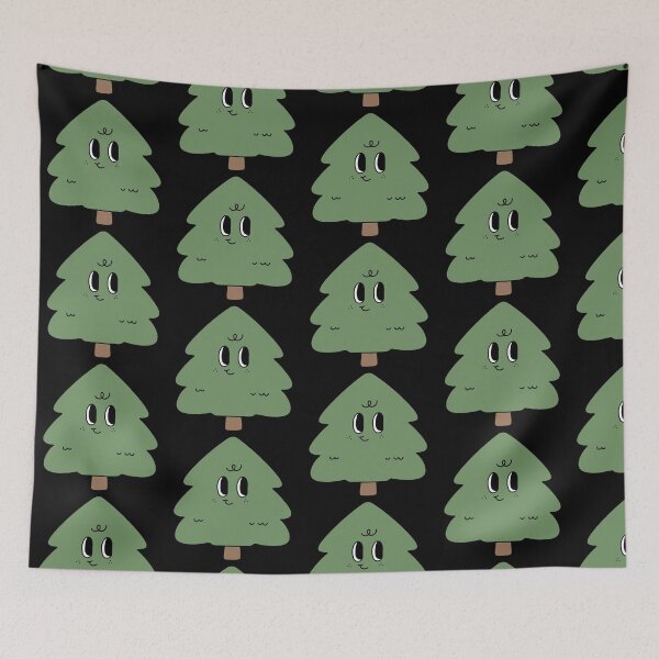 Item preview, christmas tree groovy retro cute kawaii smiley xmas vibes designed and sold by TNwandesignart.