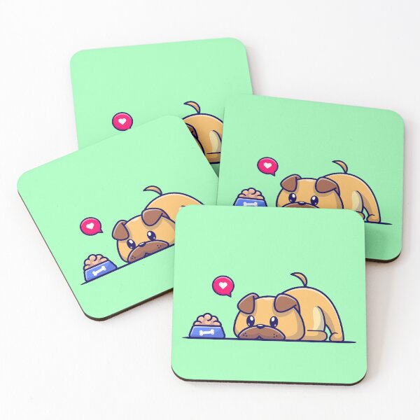 Item preview, Adorable Pug Dog Savoring Food Cartoon Vector Icon designed and sold by hjian8219.