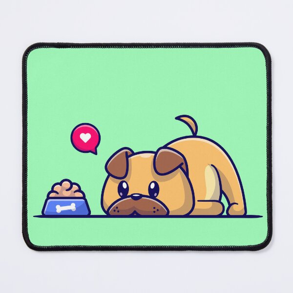 Item preview, Adorable Pug Dog Savoring Food Cartoon Vector Icon designed and sold by hjian8219.