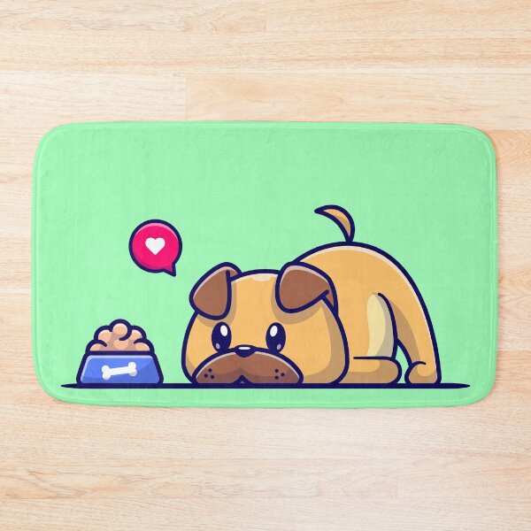 Item preview, Adorable Pug Dog Savoring Food Cartoon Vector Icon designed and sold by hjian8219.