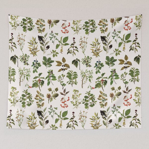 Item preview, Herbarium Vintage Forest Plant Chart Aesthetic Pattern designed and sold by Nature Hues.