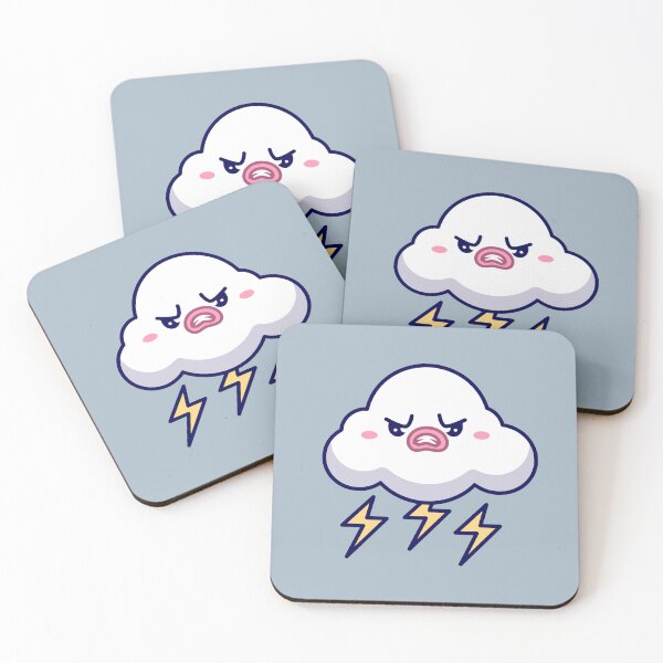 Item preview, Cute Angry Cloud Storm with Thunder Cartoon Vector Icon designed and sold by hjian8219.