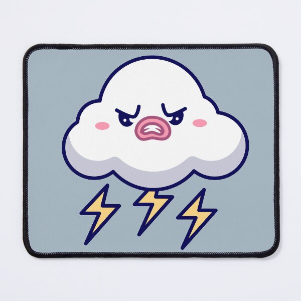 Item preview, Cute Angry Cloud Storm with Thunder Cartoon Vector Icon designed and sold by hjian8219.