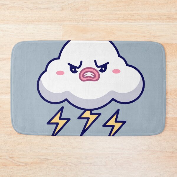 Item preview, Cute Angry Cloud Storm with Thunder Cartoon Vector Icon designed and sold by hjian8219.
