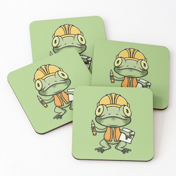Item preview, Cute frog project workers cartoon illustration designed and sold by cubbone.