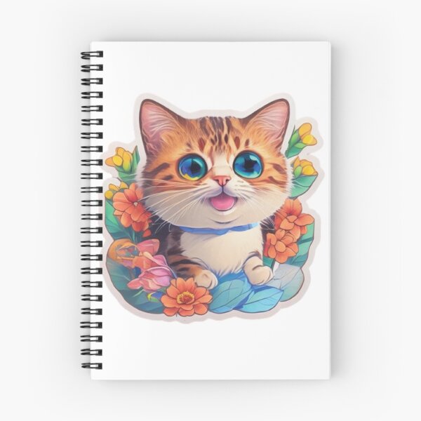Item preview, Happy Cute Cat With Beautiful Flowers designed and sold by beefrancky.