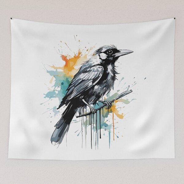 Item preview, butcherbird, colorful bird illustration designed and sold by Niktarka.
