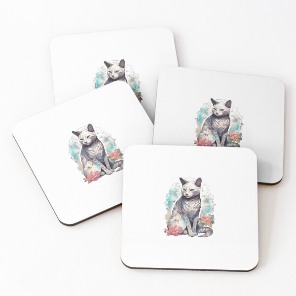 Item preview, Cat in lotus tattoo designed and sold by Nice En.