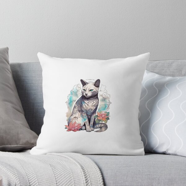 Item preview, Cat in lotus tattoo designed and sold by Nice En.