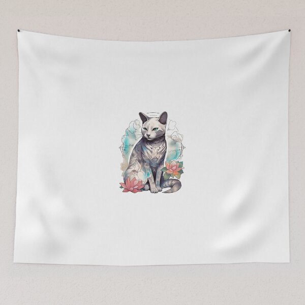 Item preview, Cat in lotus tattoo designed and sold by Nice En.