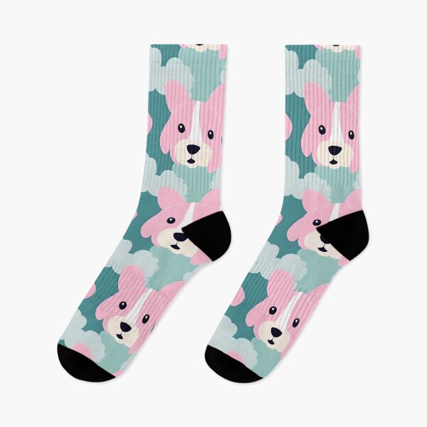 Item preview, Cute pink dog hiding behind a bush pattern designed and sold by 29Bumblebee.