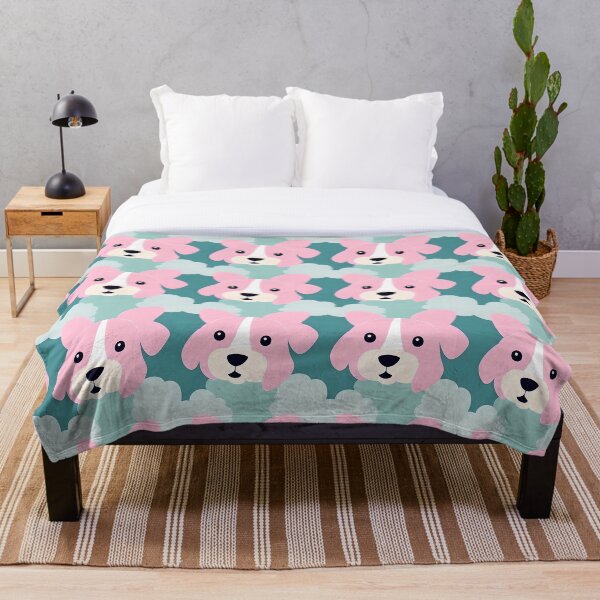 Item preview, Cute pink dog hiding behind a bush pattern designed and sold by 29Bumblebee.