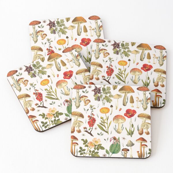 Item preview, Vintage Mushrooms and Wildflowers Chart Aesthetic Pattern designed and sold by Nature Hues.
