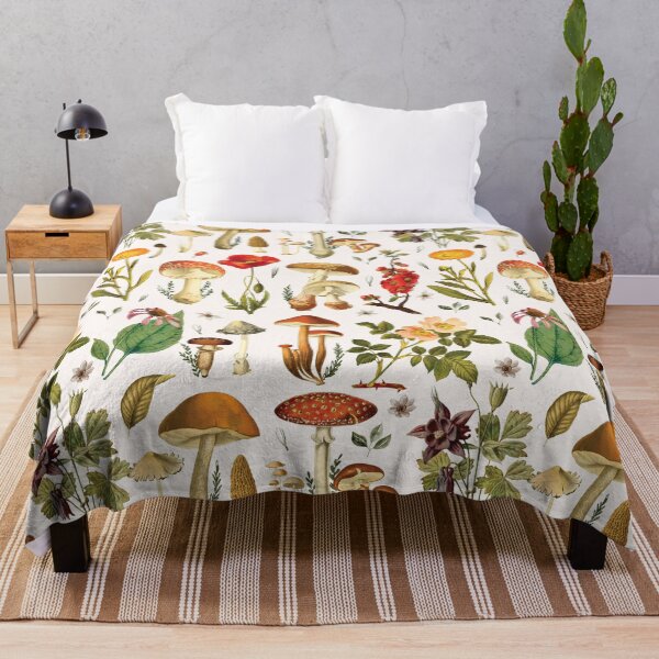 Item preview, Vintage Mushrooms and Wildflowers Chart Aesthetic Pattern designed and sold by Nature Hues.