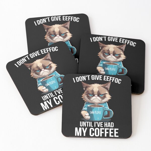 Item preview, I Don't Give Eeffoc Until I've Had My Coffee Eww People Grumpy Cat Holding a Cup of Coffee designed and sold by Peculiarts.
