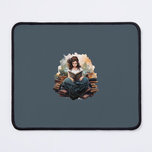 Item preview, Girl reading in a pile of books designed and sold by FantasyFair.