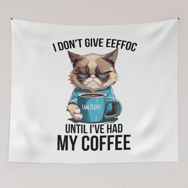 Item preview, I Don't Give Eeffoc Until I've Had My Coffee Eww People Grumpy Cat with Coffee designed and sold by Peculiarts.