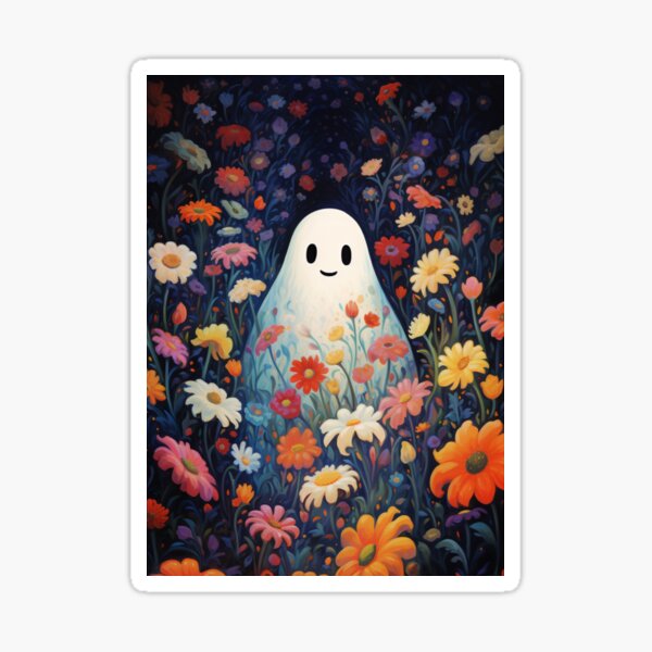 Ghost In A Flower Field Sticker