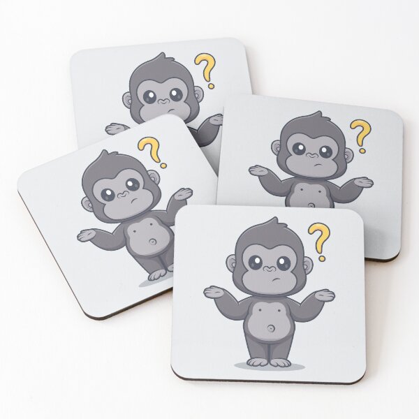 Item preview, Cute Gorilla Confused Cartoon Vector Icon designed and sold by hjian8219.