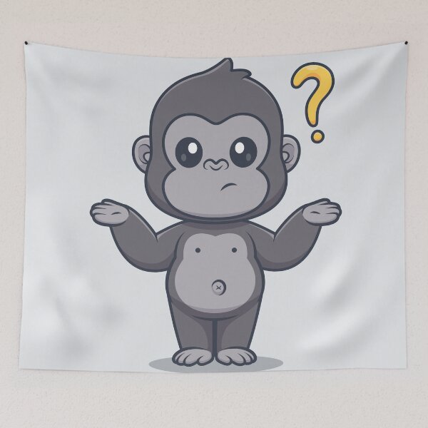 Item preview, Cute Gorilla Confused Cartoon Vector Icon designed and sold by hjian8219.