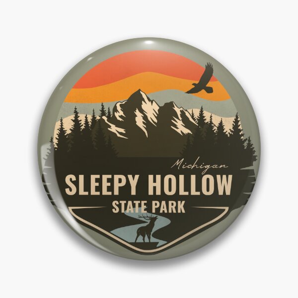 Item preview, Sleepy Hollow State Park Michigan - MI Retro Mountain Badge designed and sold by mountainfad.