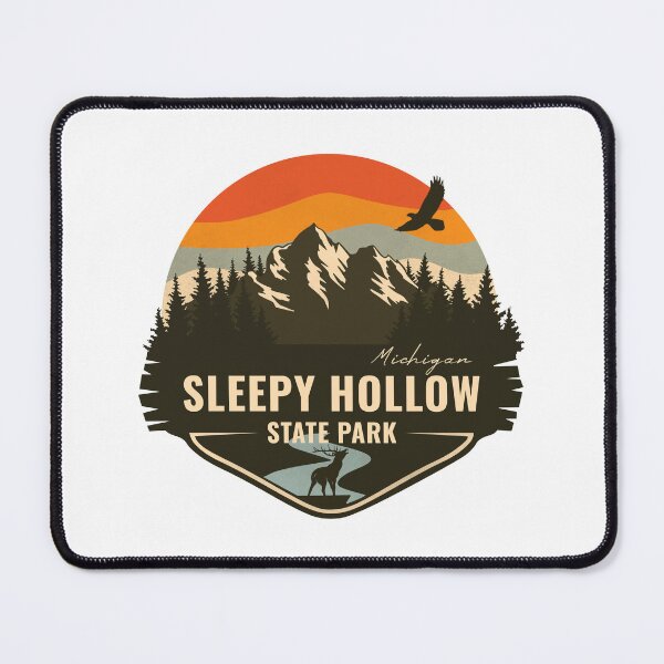 Item preview, Sleepy Hollow State Park Michigan - MI Retro Mountain Badge designed and sold by mountainfad.