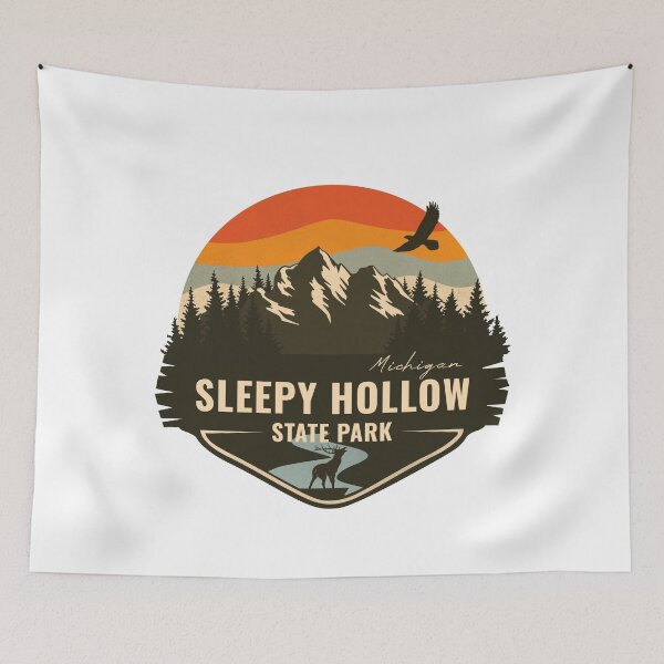 Item preview, Parque estatal Sleepy Hollow, Michigan: insignia retro de montaña de MI designed and sold by mountainfad.