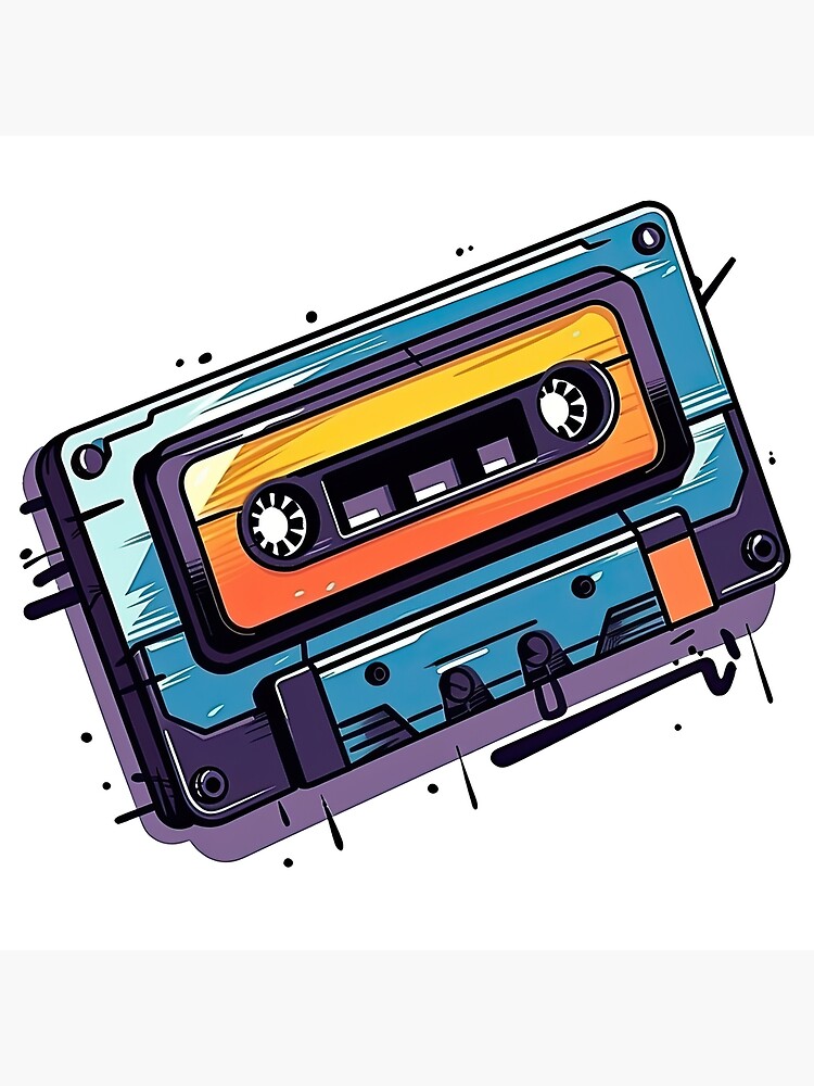 Retro Music Cassette in Trendy Vibrant Colors