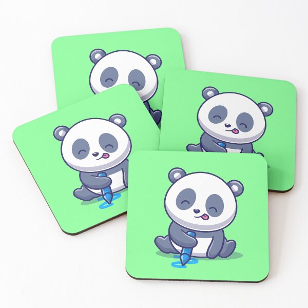 Item preview, Playful Panda Drawing with Crayon Cartoon Vector Icon designed and sold by hjian8219.