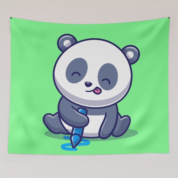 Item preview, Playful Panda Drawing with Crayon Cartoon Vector Icon designed and sold by hjian8219.