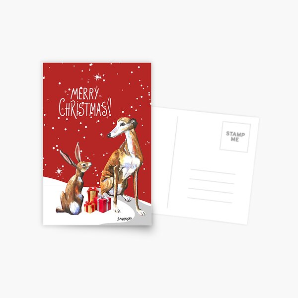 Item preview, Hare and Greyhound Christmas Card, Galgo Espanol Art designed and sold by SaarikoskiArt.