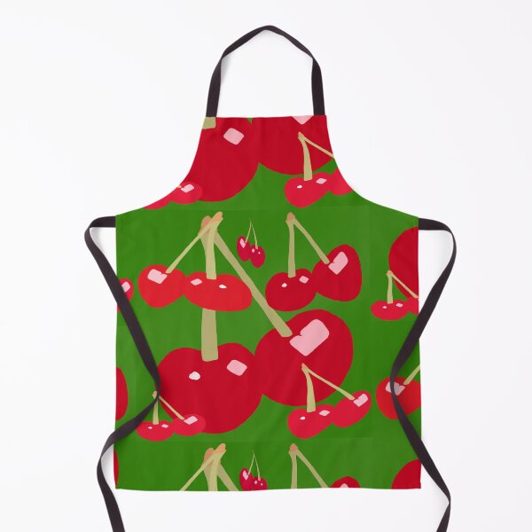 Item preview, Red Cherries with Green Background - Hand Drawn designed and sold by Victoria Rose.