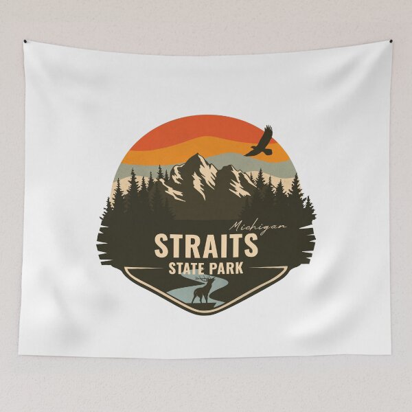 Item preview, Straits State Park Michigan - MI Retro Mountain Badge designed and sold by mountainfad.