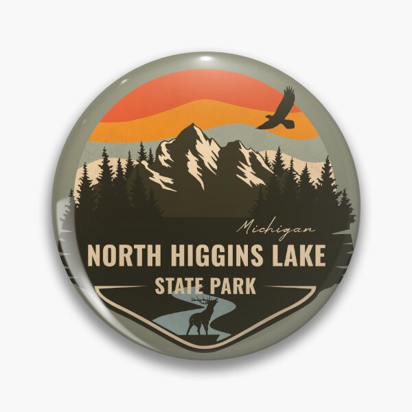 Item preview, North Higgins Lake State Park Michigan - MI Retro Mountain Badge designed and sold by mountainfad.