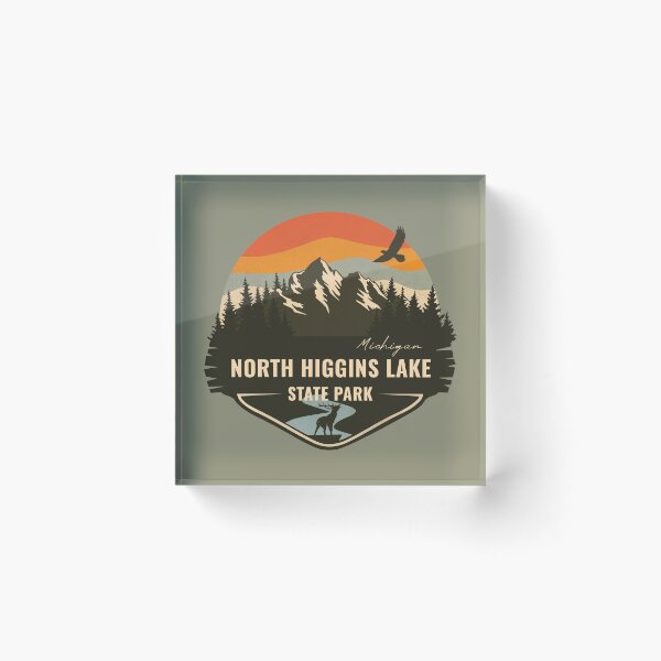 Item preview, North Higgins Lake State Park Michigan - MI Retro Mountain Badge designed and sold by mountainfad.