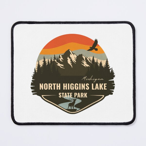 Item preview, North Higgins Lake State Park Michigan - MI Retro Mountain Badge designed and sold by mountainfad.