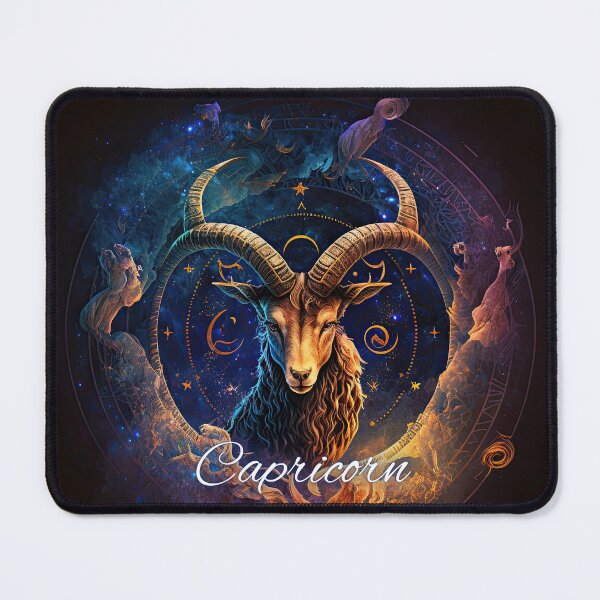 Item preview, Capricorn Astrology Art: The Tenacious Goat and Saturn" designed and sold by ieluxury.