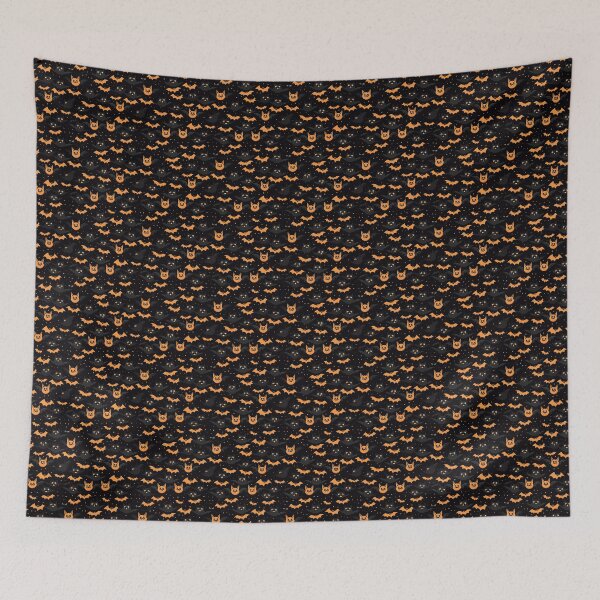 Item preview, halloween bats on a black background designed and sold by Mhop2.