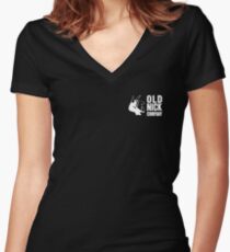 Old Nick Small Logo White Women's Fitted V-Neck T-Shirt