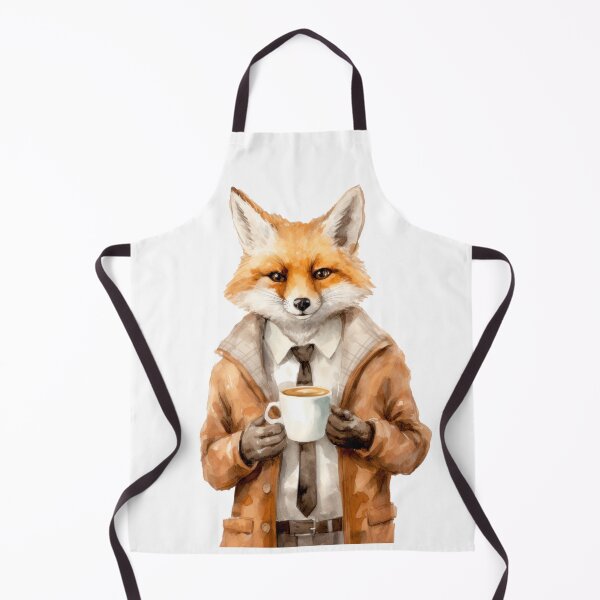Item preview, Fox in a trench coat with a coffee mug in hands designed and sold by FoxIsland.