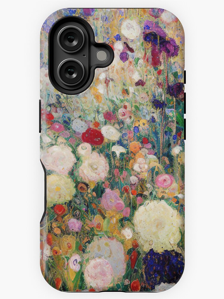 Aperçu 1 sur 4. Coque iPhone avec l'œuvre Peinture de fleurs de Gustav Klimt créée et vendue par maniacfitness.