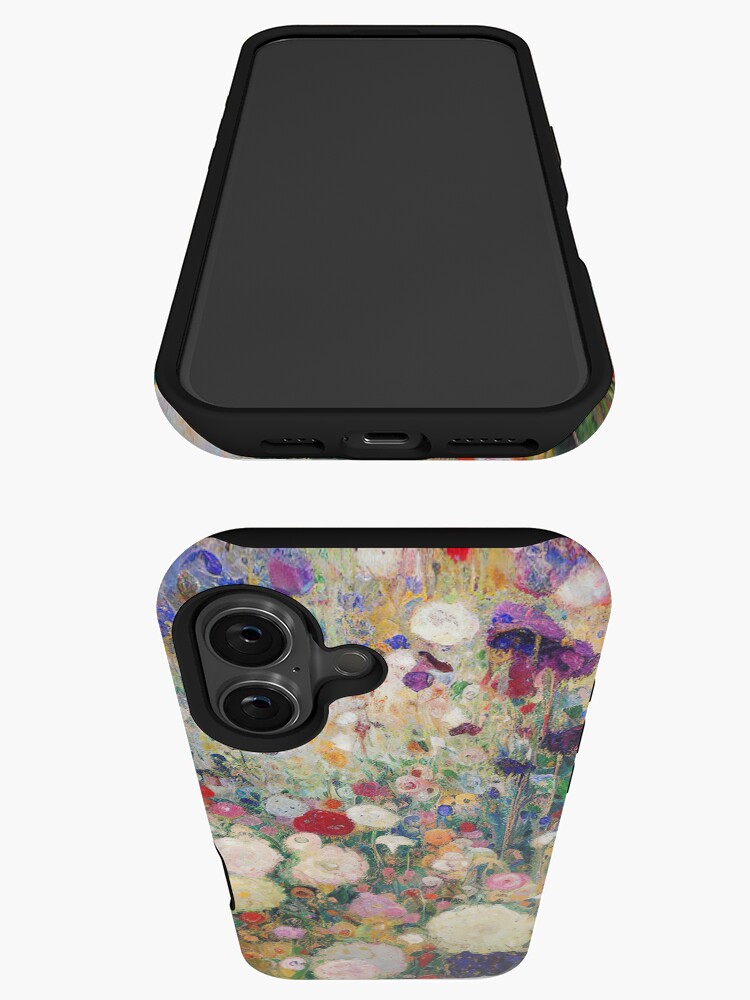 Aperçu 3 sur 4. Coque iPhone avec l'œuvre Peinture de fleurs de Gustav Klimt créée et vendue par maniacfitness.
